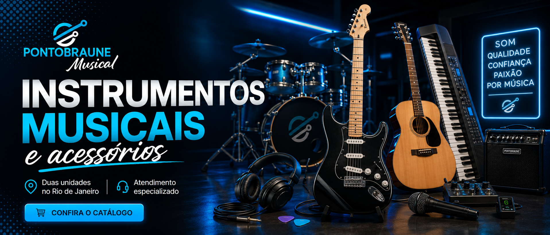 Banner Ponto Braune Musical - instrumentos musicais e acessórios