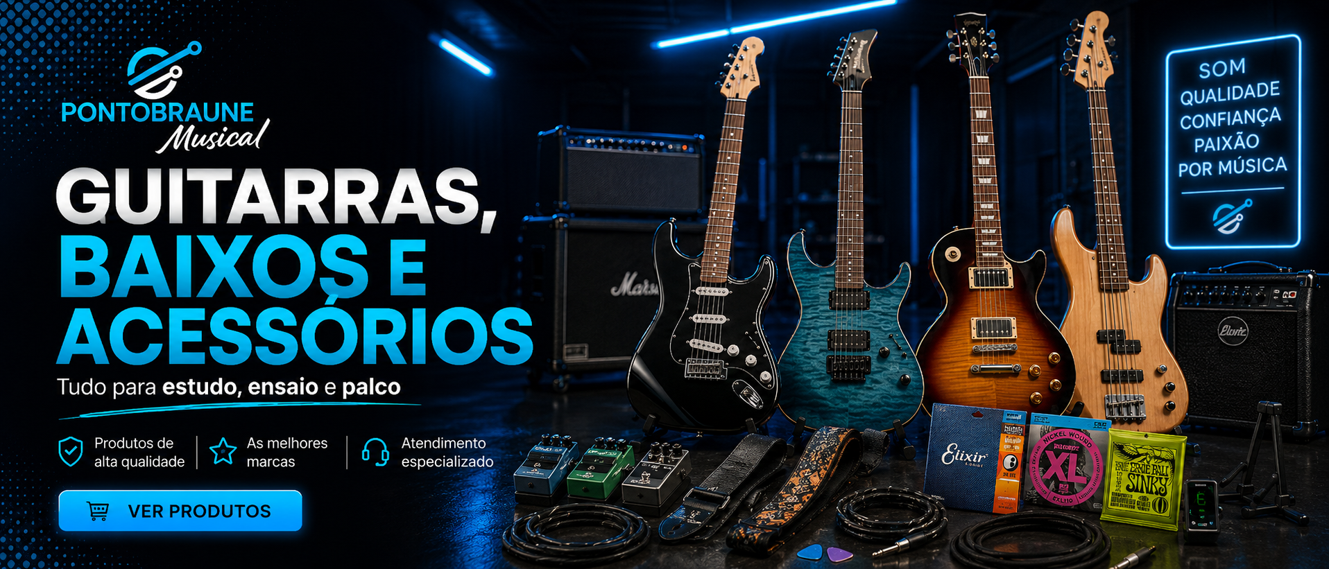 Banner Ponto Braune Musical - baterias, percussão e ofertas